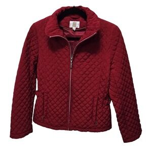 Gallery Quilted Red Zipper Jacket Women's Size‎ Small Holiday